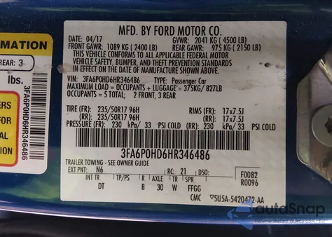 2017 Ford Fusion Se from USA, damaged, VIN 3FA6P0HD6HR346486